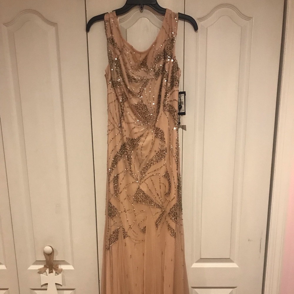 Full-length sequined dress, light pink, size 4